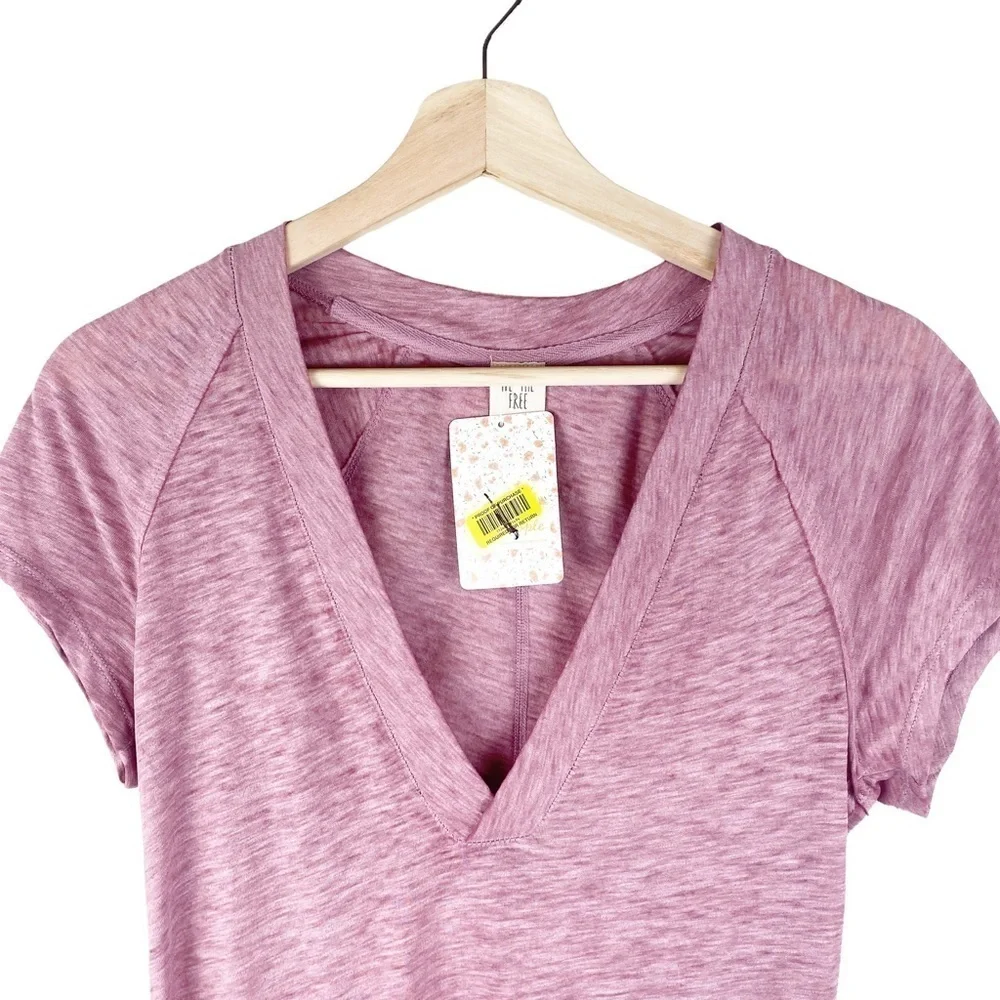Free People We the Free Pink V Neck Tee New